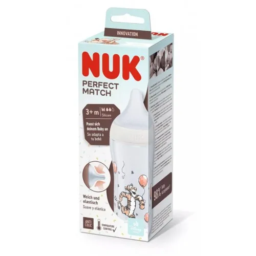 NUK Perfect Match Шише РР 260мл. със силиконов биберон за хранене M, 3+ мес. Disney Тигър