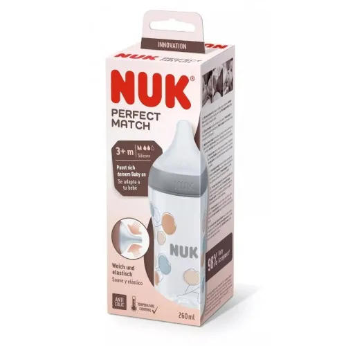 NUK Perfect Match Шише РР 260мл. със силиконов биберон за хранене M, 3+ мес. Клонче