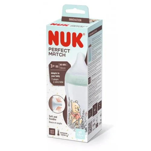 NUK Perfect Match Шише РР 260мл. със силиконов биберон за хранене M, 3+ мес. Disney Мечо Пух