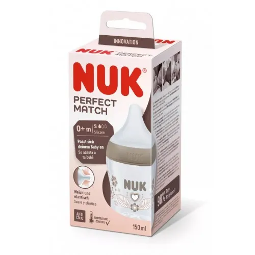 NUK Perfect Match Шише РР 150мл. със силиконов биберон за хранене S, 0+мес. Сърце