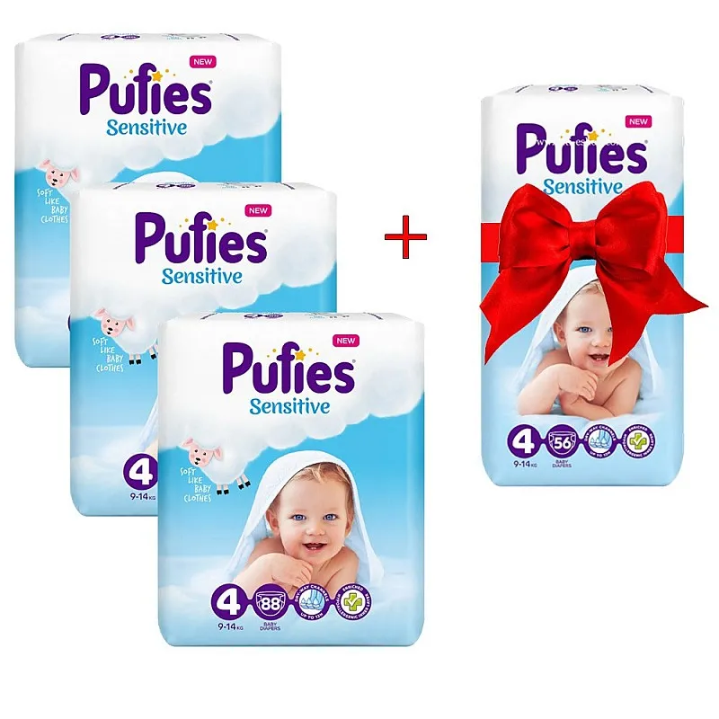 Pufies Sensitive 4 Maxi 9-14кг 264бр. + 56бр. ПОДАРЪК!