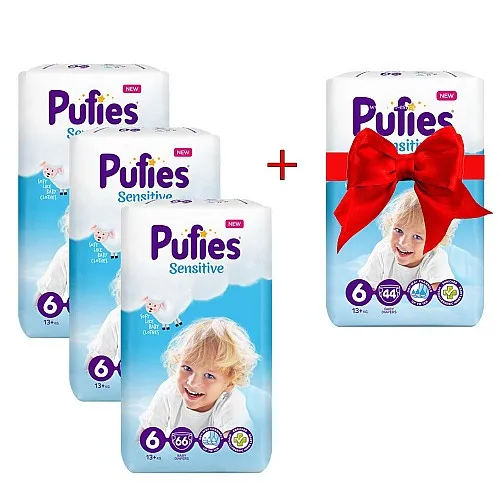 Pufies Sensitive 6 Extra Large 13+кг 198бр. + 44бр. ПОДАРЪК!