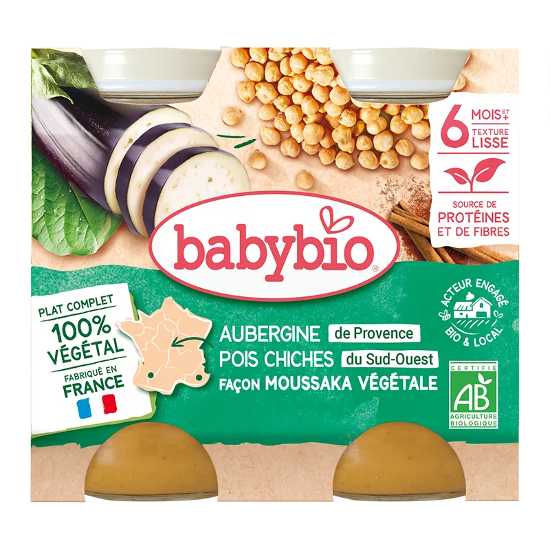 Babybio Био Пюре Вегетарианска мусака с патладжан и нахут 6м. 200г