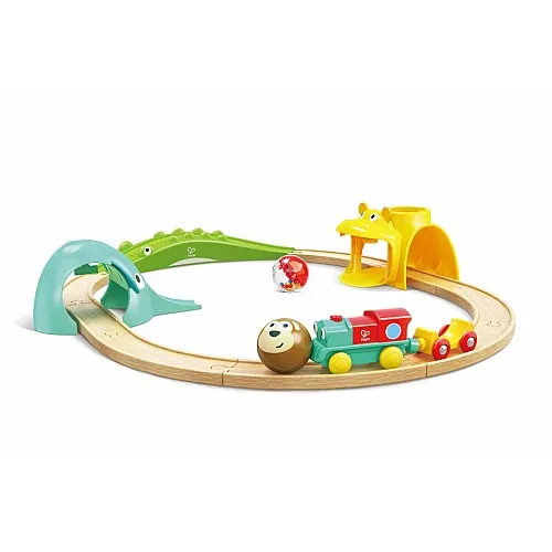 Железопътен комплект, Hape, Животни от джунглата, 15 части