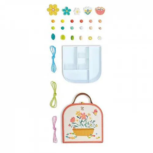 Дървен комплект Направи си сам, Hape, Бижута с мъниста, 130 части