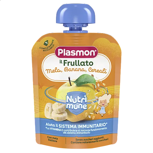 Плодова закуска Plasmon Нутримюн Ябълка, Банан и Мюсли 6м. 85г