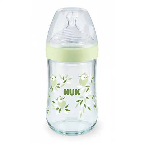 NUK NATURE SENSE Temperature Control шише стъклено 240мл. силиконов биберон р-р M Softer - Микс