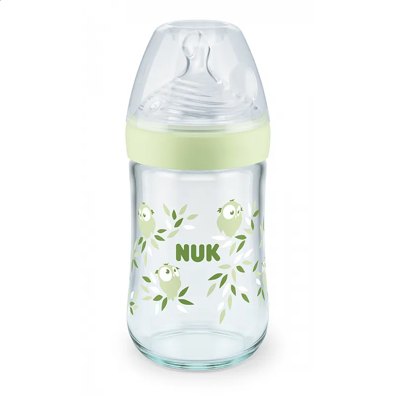 NUK NATURE SENSE Temperature Control шише стъклено 240мл. силиконов биберон р-р M Softer - Микс