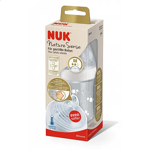 NUK NATURE SENSE Temperature Control шише РР 260мл. силиконов биберон р-р M - микс