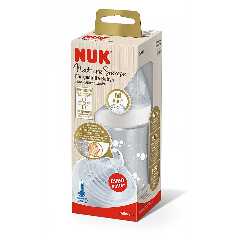 NUK NATURE SENSE Temperature Control шише РР 260мл. силиконов биберон р-р M - микс