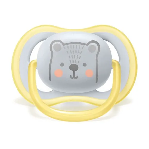 Ортодонтична залъгалка Philips AVENT Ultra Air с декорация Мече в кутия за стерилизиране 6-18м.