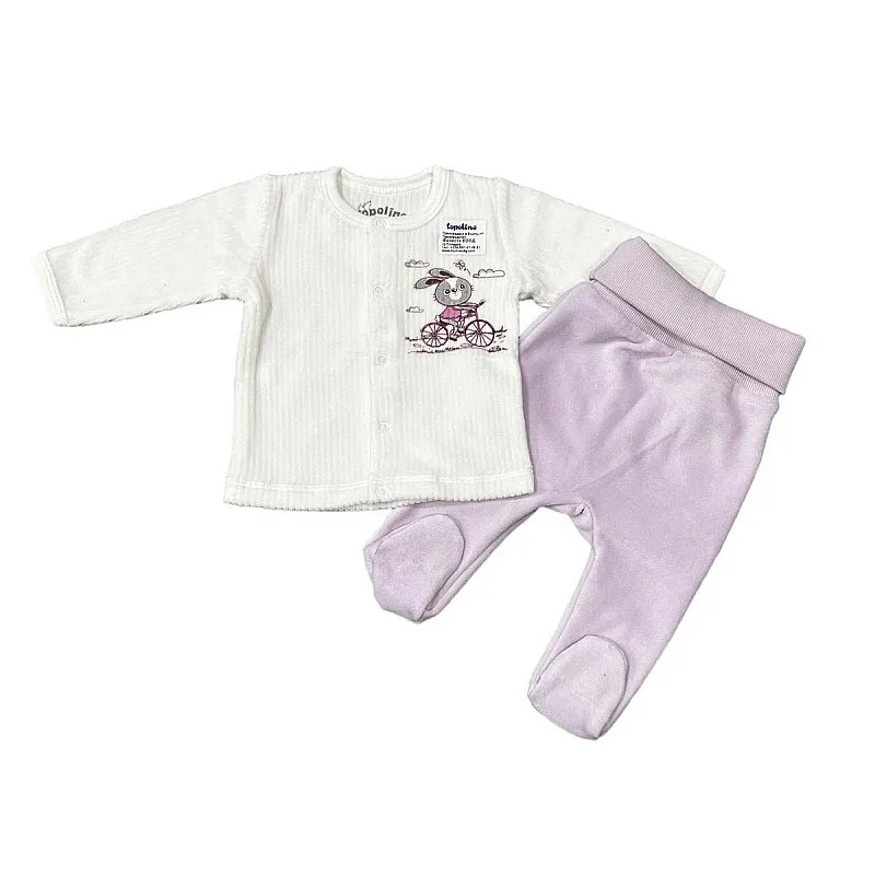 TOPOLINO Бебешки плюшен комплект жилетка и ританки 3-2420