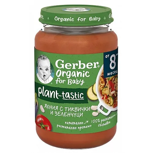 GERBER Organic Яхния с тиквички и зеленчуци 8м. 190г
