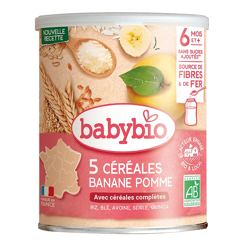 Babybio Био каша за бебета с киноа, плодове, зърнени храни 6м. 200г