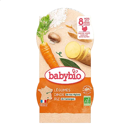 Babybio Био Меню с Пуешко и Ориз 8м. 2x200g