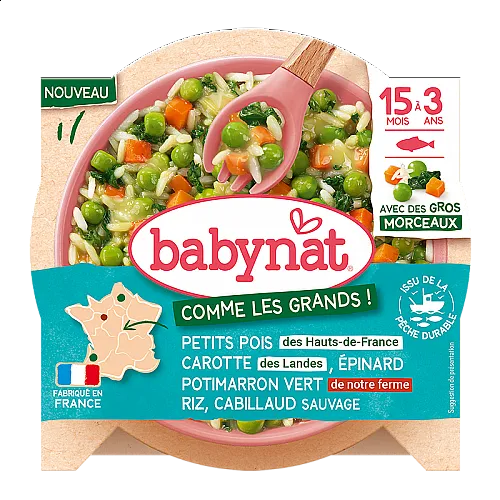 Babynat БИО Меню Зеленчуци с Треска 15м. купичка 200г