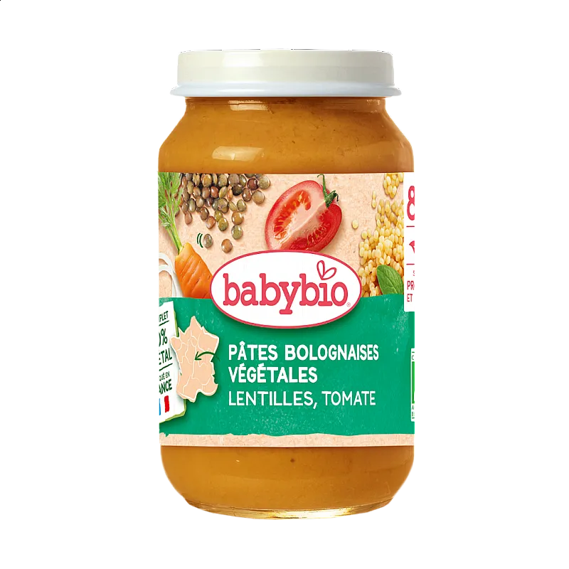 Babybio Био пюре Вегетарианска паста Болонезе с леща и домати 8м. 200г