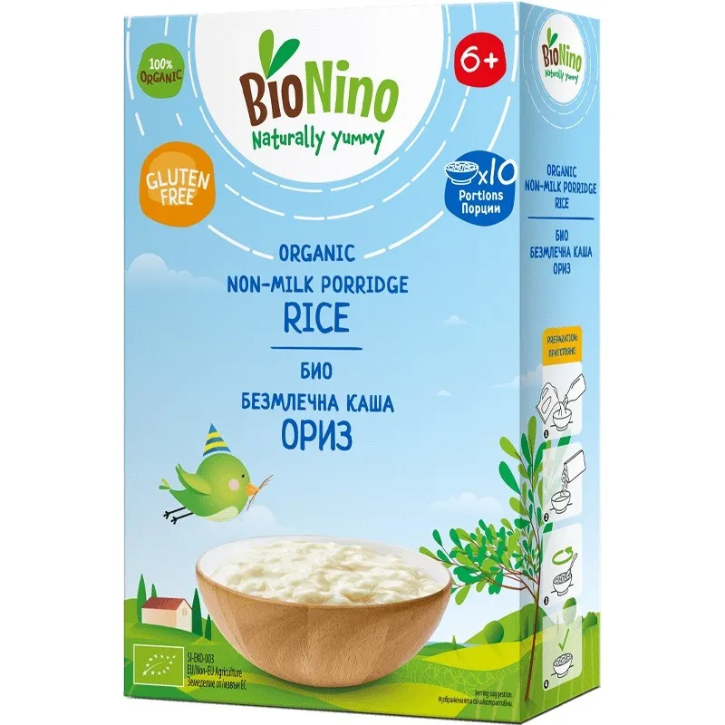 BioNino Био Безмлечна оризова каша за бебета 6м. 200г