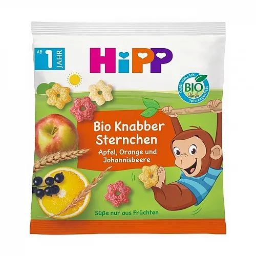 HiPP БИО Хрупкави звездички с плодове 12м. 30г