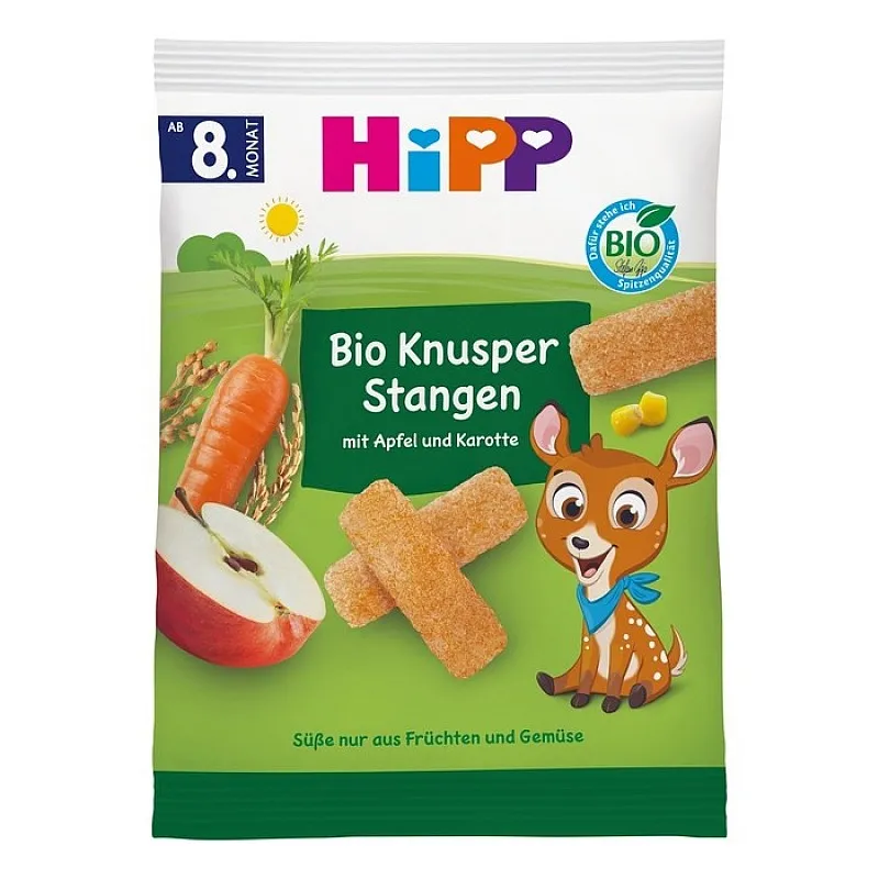 HiPP БИО Пръчици зърнен снакс с Ябълка и Морков 8м. 30г