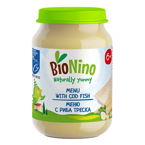 BioNino БИО Пюре Треска със зеленчуци 6м. 190г