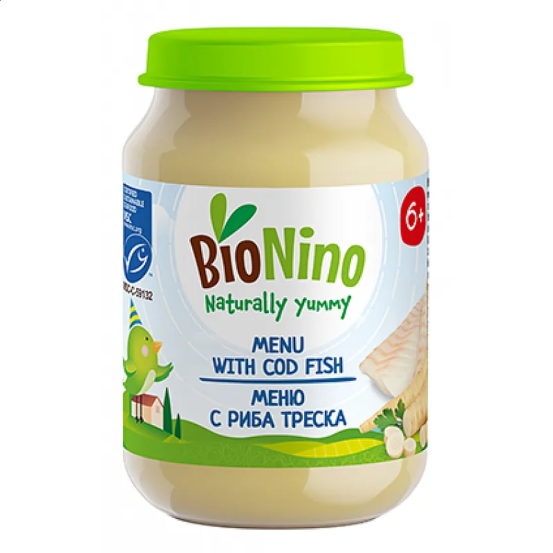 BioNino БИО Пюре Треска със зеленчуци 6м. 190г