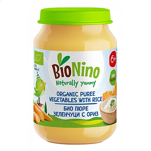 BioNino БИО Пюре Зеленчуци с ориз 6м. 190г