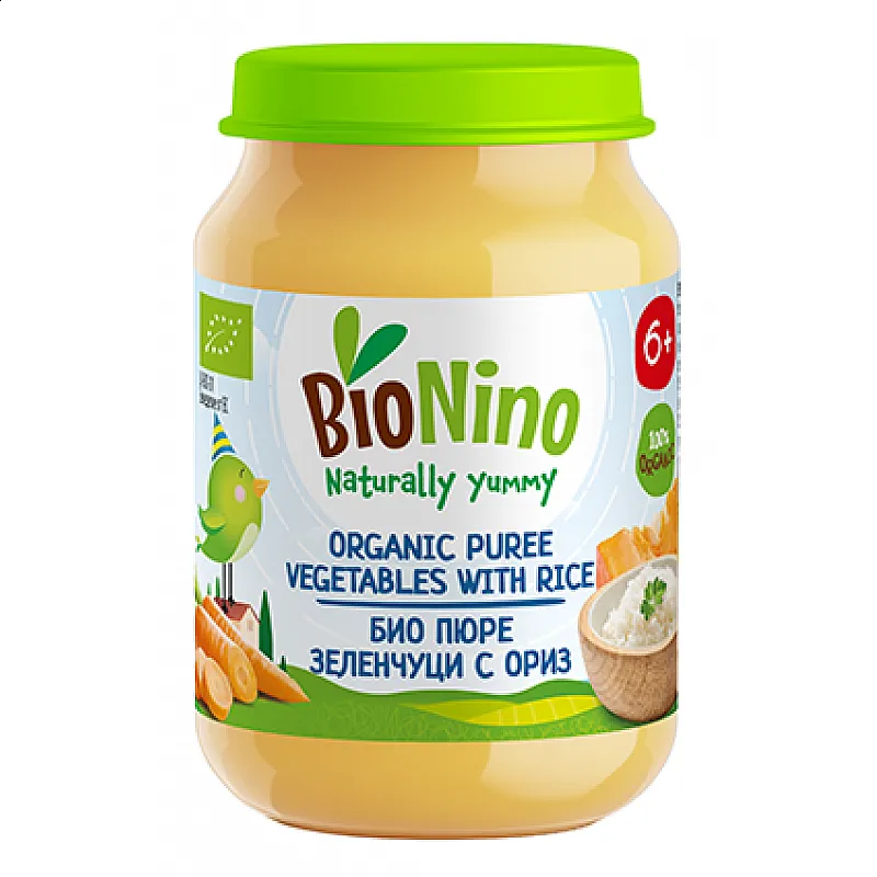 BioNino БИО Пюре Зеленчуци с ориз 6м. 190г
