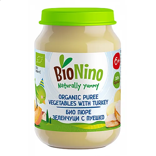 BioNino БИО Пюре Зеленчуци с пуешко 6м. 190г