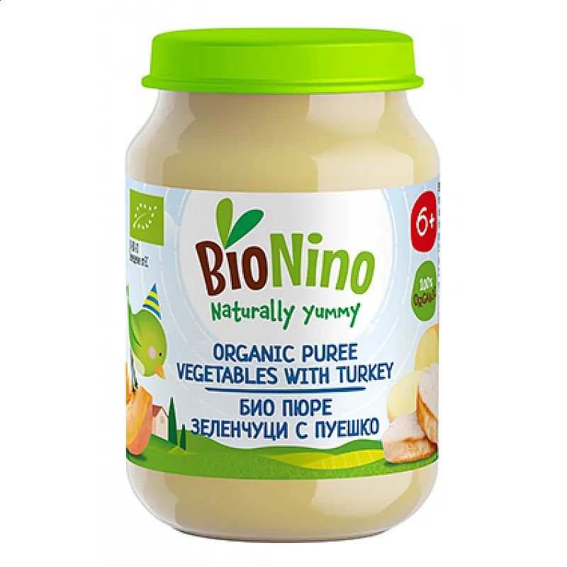 BioNino БИО Пюре Зеленчуци с пуешко 6м. 190г
