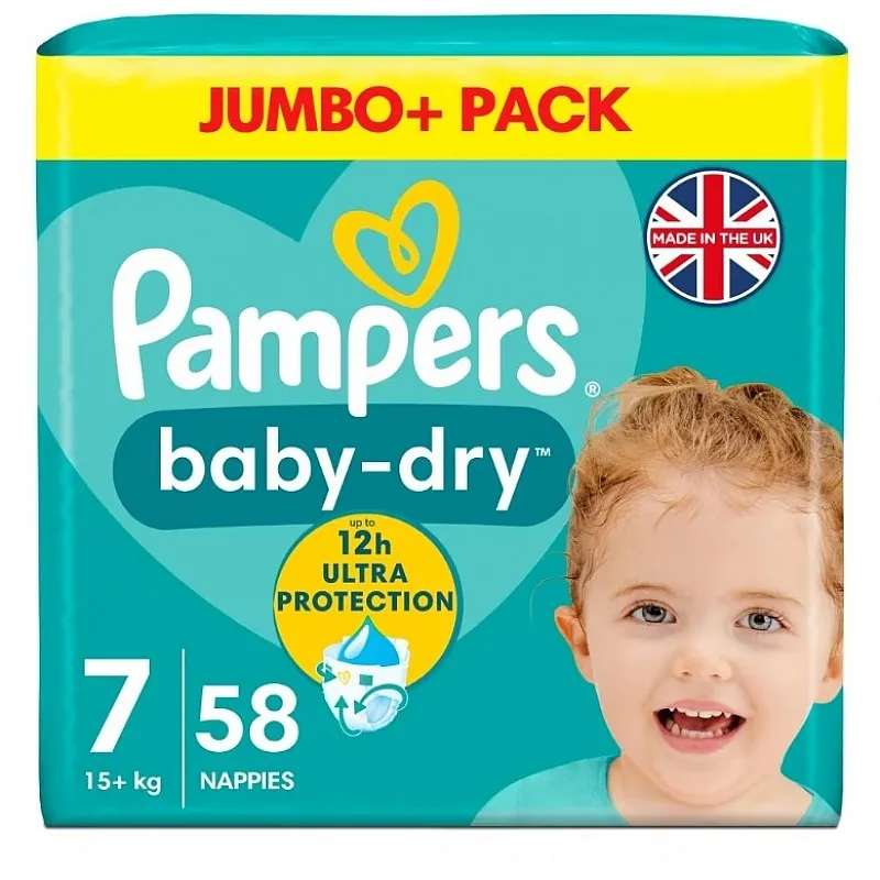 Pampers Еднократни пелени Baby dry 7 15+кг 58бр.