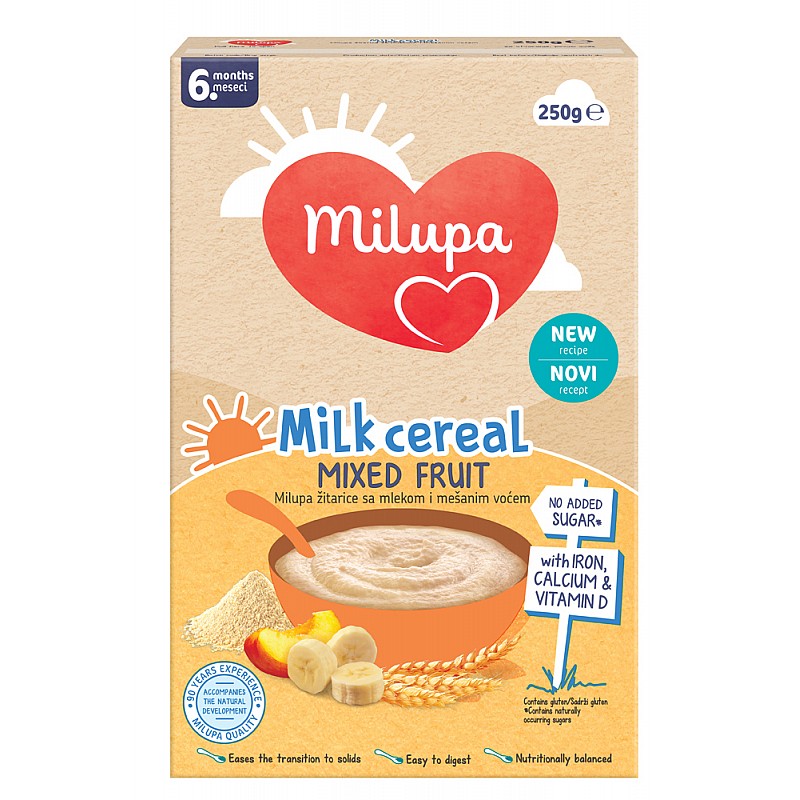 MILUPA Млечна каша плодов микс 6м 250г MILUPA Млечна каша плодов микс 6м 250г