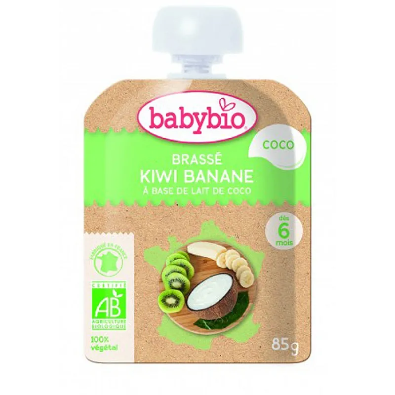 Babybio Био йогурт с Киви, банан и кокосово мляко 6м. 85г