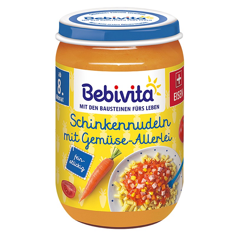 BEBIVITA Паста с шунка и зеленчуци 8м. 220г BEBIVITA Паста с шунка и зеленчуци 8м. 220г