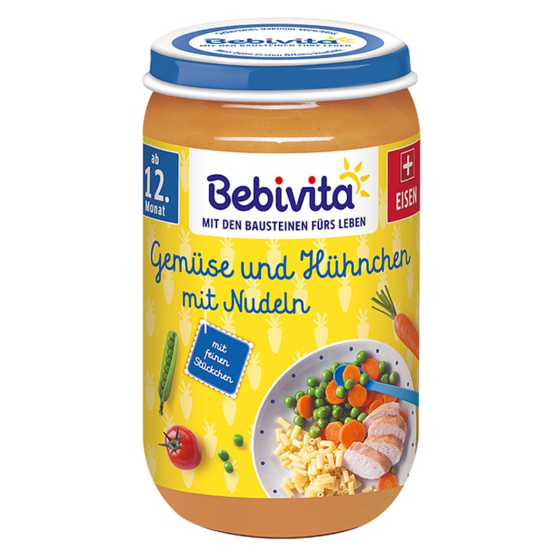 BEBIVITA Зеленчуци, спагети и пилешко месо 12м. 250г BEBIVITA Зеленчуци, спагети и пилешко месо 12м. 250г