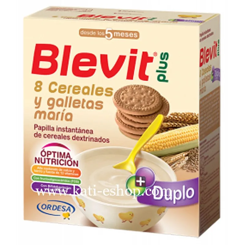 Blevit plus Дупло Каша 8 житни растения с бисквити с бифидус ефект 5м. 600г