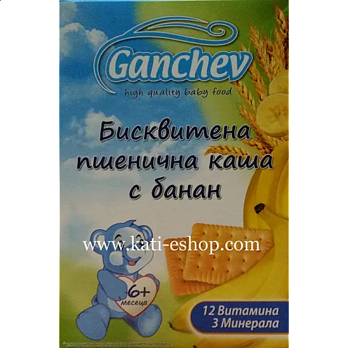 GANCHEV Бисквитена пшенична каша с банан 6м. 200г
