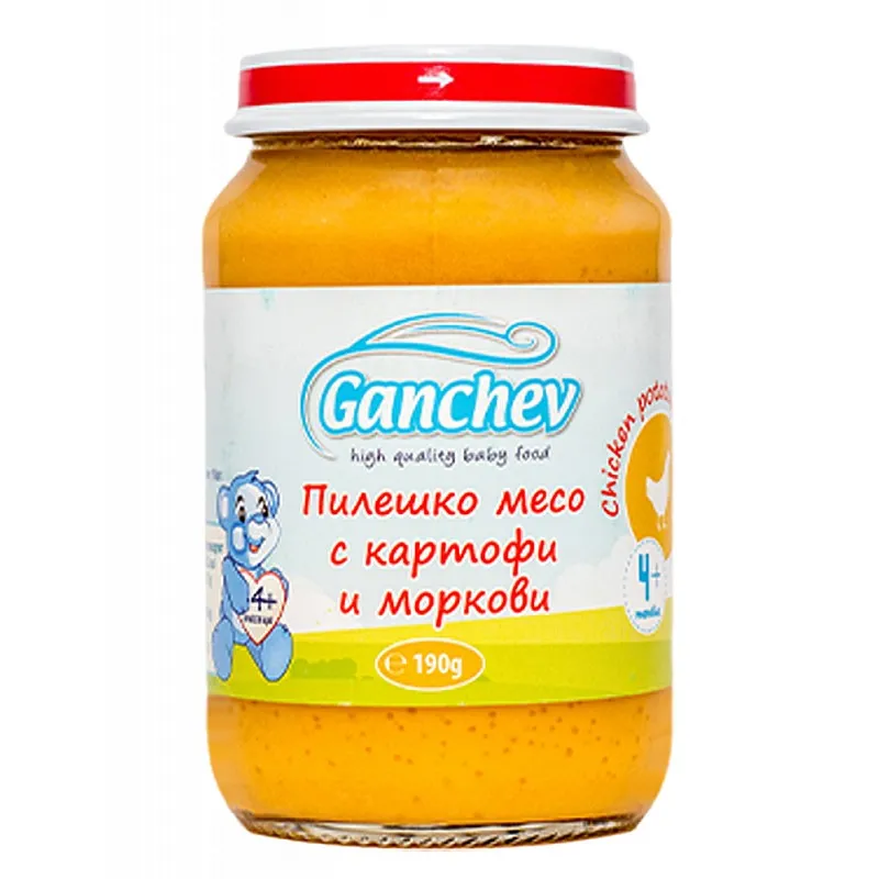 GANCHEV Пюре от пилешко месо с картофи и моркови 4м. 190г
