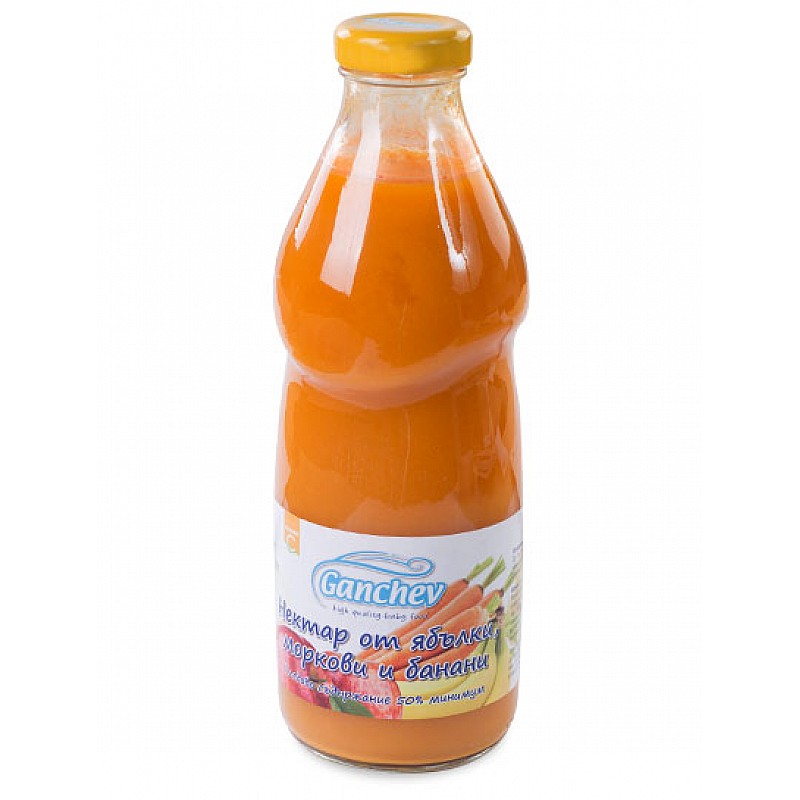 GANCHEV Нектар от ябълки, моркови и банани - 4м. 750ml GANCHEV Нектар от ябълки, моркови и банани - 4м. 750ml