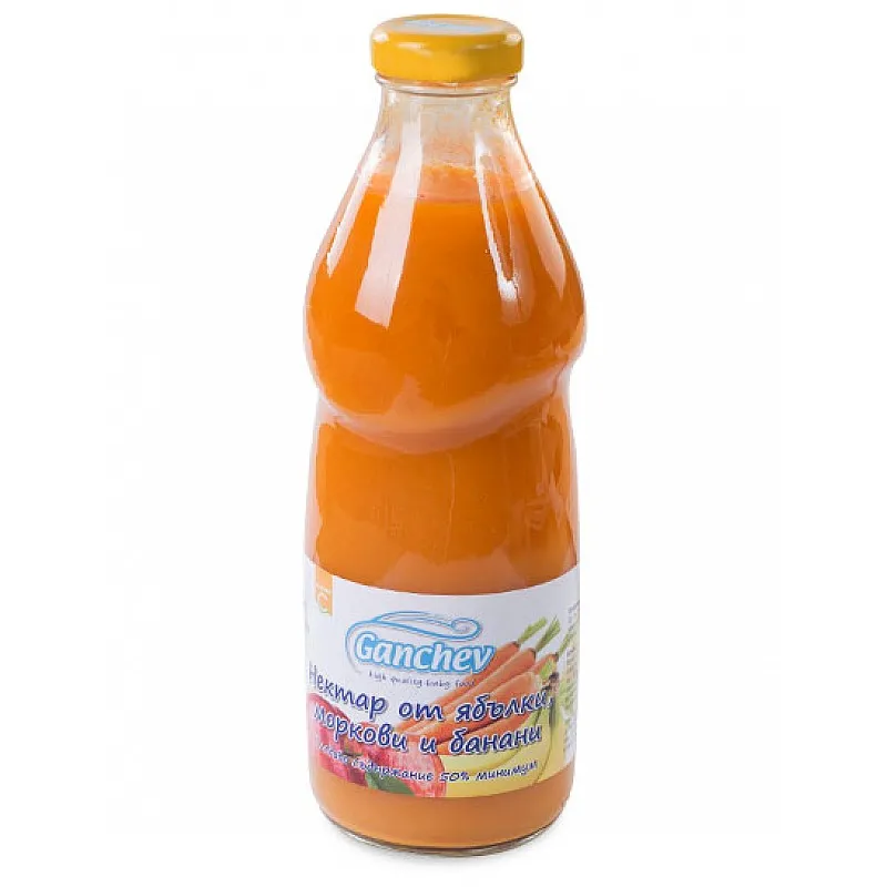 GANCHEV Нектар от ябълки, моркови и банани - 4м. 750ml GANCHEV Нектар от ябълки, моркови и банани - 4м. 750ml