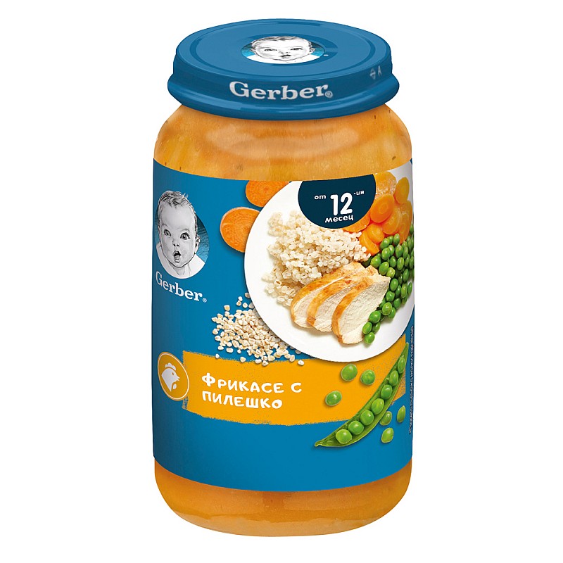 GERBER Пилешко фрикасе 12м. 250г GERBER Пилешко фрикасе 12м. 250г