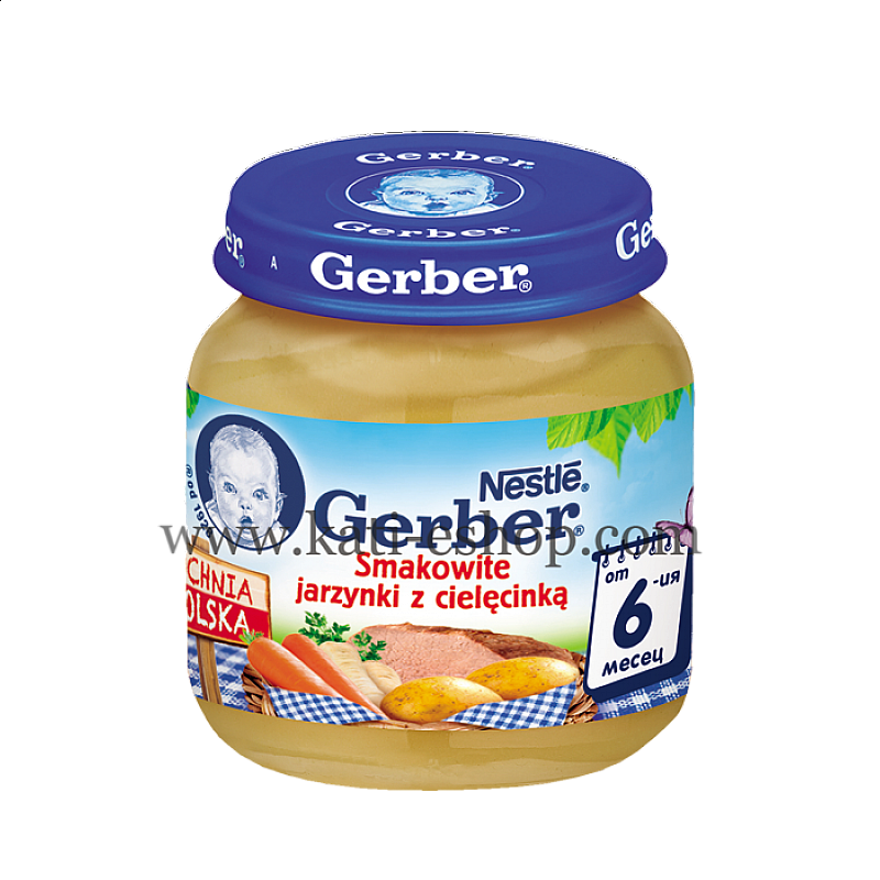 GERBER Пюре от зеленчуци и телешко 6м. 125г GERBER Пюре от зеленчуци и телешко 6м. 125г