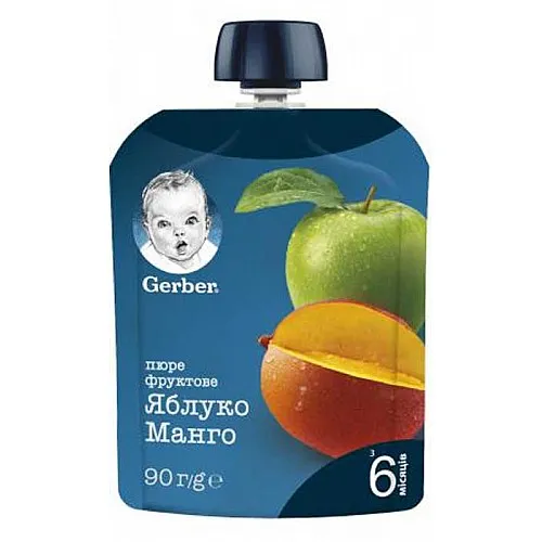 GERBER Ябълка и манго 6м. 80г