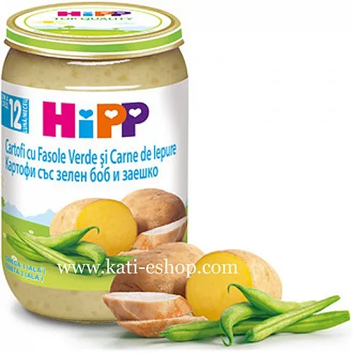 HiPP Картофи със зелен боб и заешко 12м. 220г