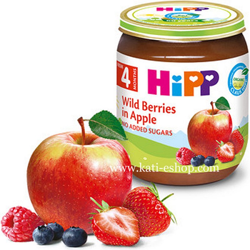 HiPP БИО Горски плодове с ябълка 4м. 125г HiPP БИО Горски плодове с ябълка 4м. 125г
