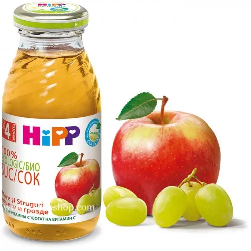 HiPP БИО Сок от ябълки и грозде 4м. 200ml