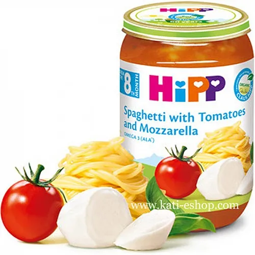HiPP БИО Спагети с домати и моцарела 8м. 220г