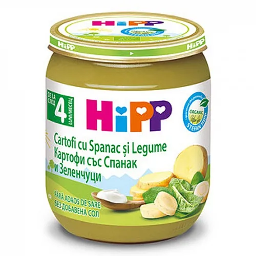 HiPP БИО Картофи със спанак и зеленчуци 4м. 125г