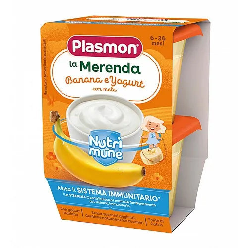 Plasmon Млечен десерт Нутримюн банан и йогурт 6м. 2х120г