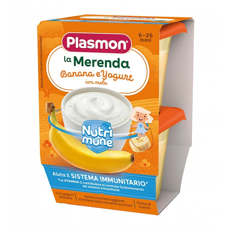 Plasmon Млечен десерт Нутримюн банан и йогурт 6м. 2х120г